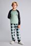 Printed Long Sleeve Top Plaid Pattern Plaid Velvet Bottom 2-Piece Pajama Set Boy I2477A826Cw