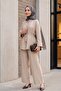 Cotton Crinkle Suit with Tunnel Lacing and Elastic Waistband Trousers - Stone Color - 4