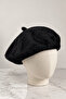 Women's Plush Furry French Painter Beret Black - 2