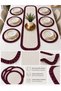 7 Piece Burgundy Ruffled Cream Table Set for 6 People – Runner + 6 American Service Plates - 3