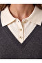 Layered Contrast Detailed Buttoned Polo Collar Short Sleeve Knitwear Sweater - 4
