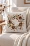 Winter Cone Wreath Patterned Throw Pillow Cover - Cream Suede Double Sided Printed 43X43 cm - 5