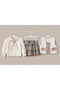 Girl's Stylish Combination Set with Plush Vest and Plaid Skirt – 3-Piece Set with Bow - 2