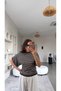 Coffee Ecru Striped Bat Sleeve Knitwear Blouse - 2