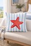 Red Starfish Patterned Striped Double-Sided Printed Suede Decorative Throw Pillow Cover 43X43 - 4