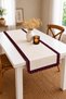 Burgundy Ruffled Runner 40 × 110 cm – Cream Decorative Tablecloth Stylish Table Runner