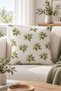 Green Leaf Patterned Throw Pillow Cover - Cream Velvet Double Sided Printed 43X43 cm