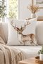 Watercolor Deer Pattern Throw Pillow Cover - Cream Velvet Double Sided Printed 43X43 cm