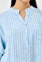 Women's Light Blue Italian Line Pattern Court Collar Folded Fakir Sleeve Half Buttoned Blouse 40 - 44 Size - 4