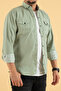 Men's Aqua Green Slim Fit Denim Shirt with Cotton Snap Buttons and Double Pockets - 3