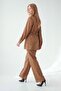Stone Embroidered Collar Jacket Suit Latte - 2