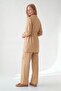 Stone Embellished Collar Jacket Set Dark Beige - 2