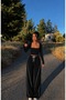 Women's Black Urban Line White Ribbed Lace-Up Palazzo Tracksuit - 2