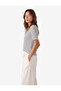 Buttoned Crew Neck Short Sleeve Striped Knitwear T-Shirt - 2