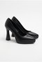 Helen; Women'S, Black Leather, Platform Heeled Classic Shoes - 2