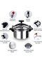 Pressure Cooker Eco, 12L Silver Aluminium Pressure Cooker with Lid and Whistle - 3
