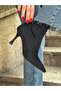 Black Suede Stretch (Seth) Pointed Toe 7 cm Thin Heeled Women's Boots - 2