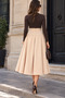 Khaki Beige Midi Skirt - 2