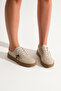 Women's Beige Crepe Comfortable Fit Half Star Patterned Sneaker - 4