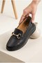 Women's Metal Buckle Loafer Shoes, Wedge Sole, Orthopedic Ballet Flats, Comfortable Daily and Office Shoes - 3