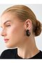 Black Stone Detailed Half Hoop Earrings - 3