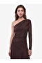 Asymmetrical Cut Draped Voluminous Long Sleeve One Shoulder Tulle Dress - 3