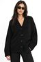 Mixray Buttoned V-Neck Ribbed Knit Cardigan