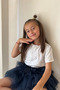 Girl's Tutu Skirt with Tulle Detail, Layered Bow Accessory, Ages 4-8, Navy Blue - 3