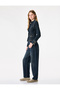 Cotton Buttoned Stand Collar Denim Jacket with Pocket Detail and Shoulder Epaulettes - 3