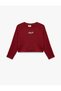 Long Sleeve Viscose Blend Ribbed Crew Neck Printed Sweatshirt - 3