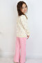 Girl's Tights Set with Spanish Style Floral Pattern and Bow Detail, 1.5-5 Years, Cream - 2