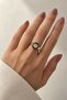Octagonal Zircon Stone Single Stone Adjustable Design Women's Steel Ring Black Non-Tarnish Colorfast - 2