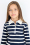Girl's Long Sleeve T-Shirt with Half Zipper and Emblem Detail, Ages 8-14, Navy Blue - 2