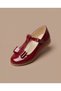 Girl's Poled Bottom Bowtie Bowtie Claret Red Patent Leather Orthopedic Ballerina Shoes