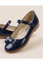 Girl's Bowtie Bowtie Navy Blue Patent Leather Orthopedic Ballerina Shoes - 2