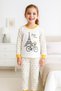 Eiffel Tower Printed Girl's Pajama Set Yellow Age 6-7 - 3
