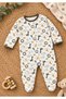 Baby Boy 100% Cotton 3-6-9 Months Safari Patterned Footed Newborn Outfit 3-6-9 Months - 3