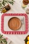 2Li Raw Linen Checkered Ruffle Detailed American Service Plate/Supla