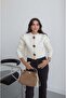Cream Color Decorated Buttoned Cardigan - 4