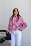 Pomegranate Flower Retro Patterned Zipper Jacket - 3