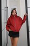 Red Square Patterned Zipper Jacket - 3