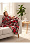 Red Green Plaid Patterned & Soft & Cotton Tassel Sofa Cover & Sofa Shawl & Tv Blanket - 130X170 cm - 4