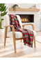 Red Green Plaid Patterned & Soft & Cotton Tassel Sofa Cover & Sofa Shawl & Tv Blanket - 130X170 cm