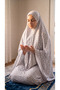Women's Blue Floral Patterned 2-Piece Sleeveless Prayer Set Blue – Hijab Prayer Dress - 3