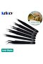 6pcs Stainless Steel Curved Straight Black Tweezer Nail Art Rhinestones Nipper Picking Tool Sequins - 8