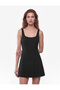 Regular Fit Stitching Detailed A-Line Square Neck Sleeveless Mini Dress - 2
