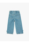 Loose Fit Cotton Denim Trousers with Bow Detail - 5