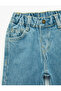 Loose Fit Cotton Denim Trousers with Bow Detail - 6