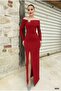 Strapless Neckline Stone Detailed Slit Dress Red 583211 - 3