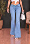 High-Quality Women's 5-Pocket Low-Rise Flared Skinny-Fit Stretchy Jeans Pants C619-light-blue - 7